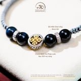  Vòng Tay Thắt Dây Mắt Chim Ưng 8mm 6A Phối Charm Bánh Xe Pháp Luân Nhỏ 