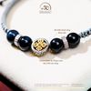  Vòng Tay Thắt Dây Mắt Chim Ưng 8mm 6A Phối Charm Bánh Xe Pháp Luân Nhỏ 
