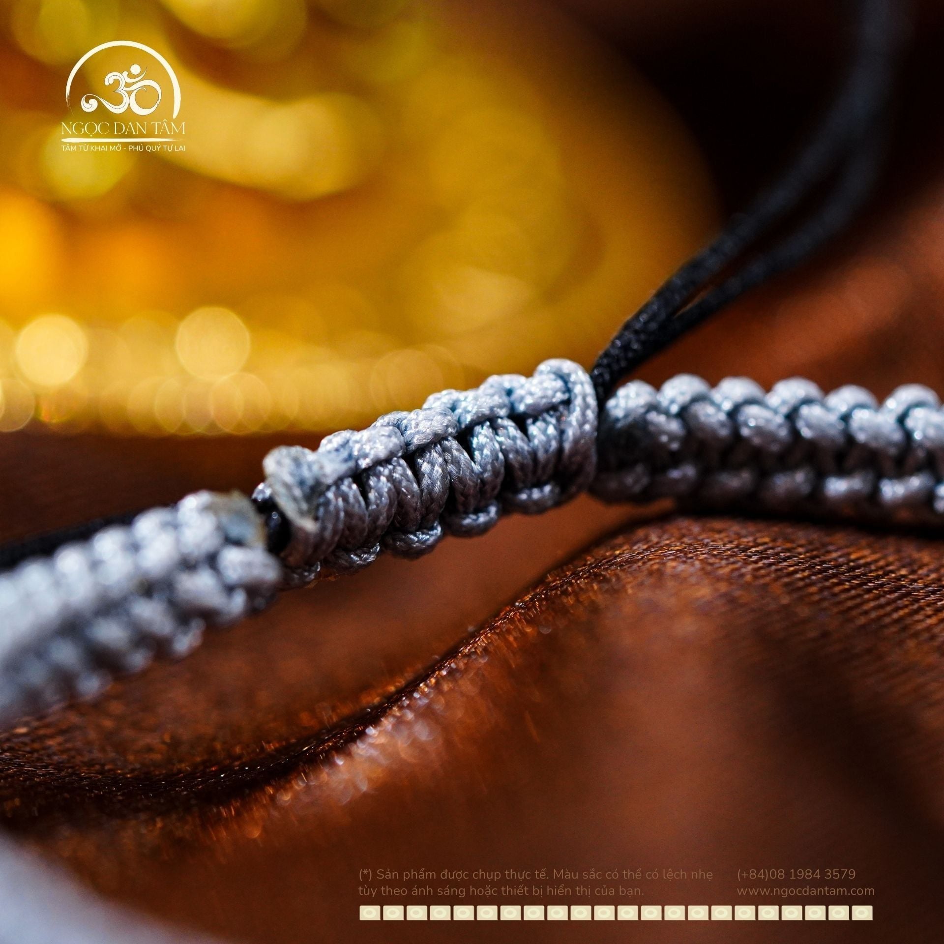  Vòng Tay Thắt Dây Mắt Chim Ưng 8mm 6A Phối Charm Bánh Xe Pháp Luân Nhỏ 