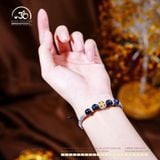  Vòng Tay Thắt Dây Mắt Chim Ưng 8mm 6A Phối Charm Bánh Xe Pháp Luân Nhỏ 