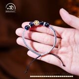  Vòng Tay Thắt Dây Mắt Chim Ưng 8mm 6A Phối Charm Bánh Xe Pháp Luân Nhỏ 