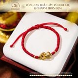  Vòng Tay Thắt Dây Tỳ Hưu Bạc & Charm Tròn Đệm 