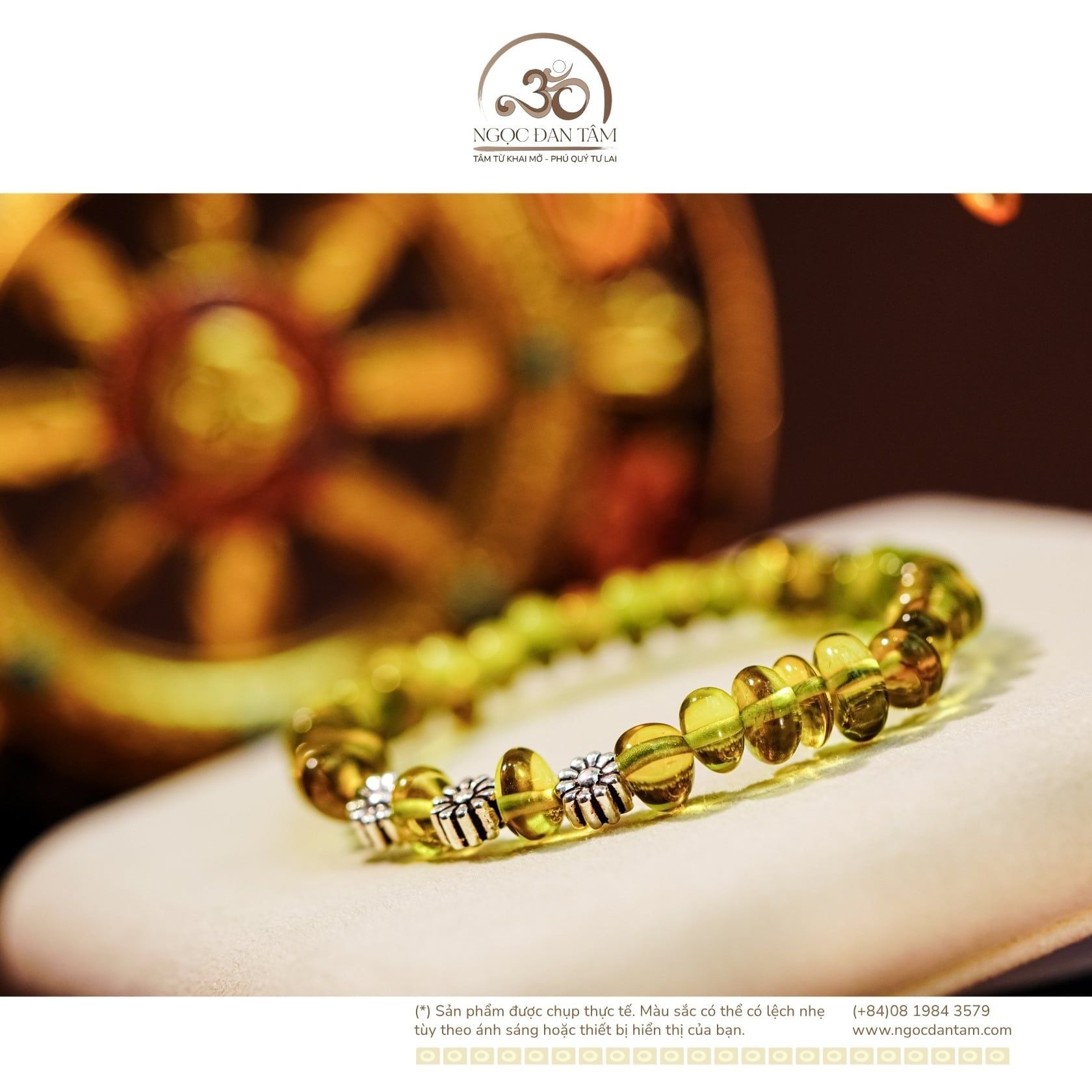  Vòng Tay Thanh Phách Phối Charm Hoa Cúc Bạc 