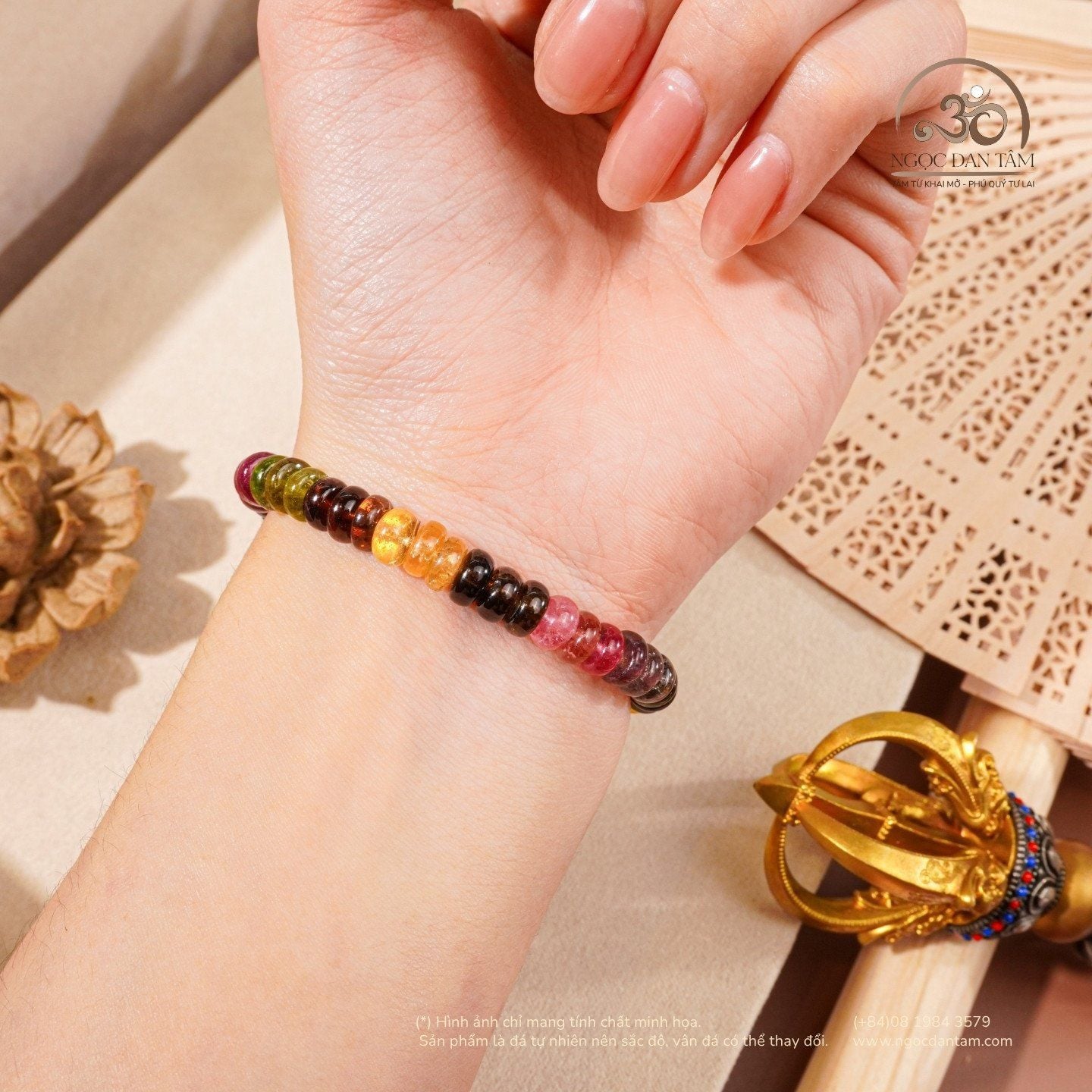  Vòng Tay Tourmaline Bánh Xe 