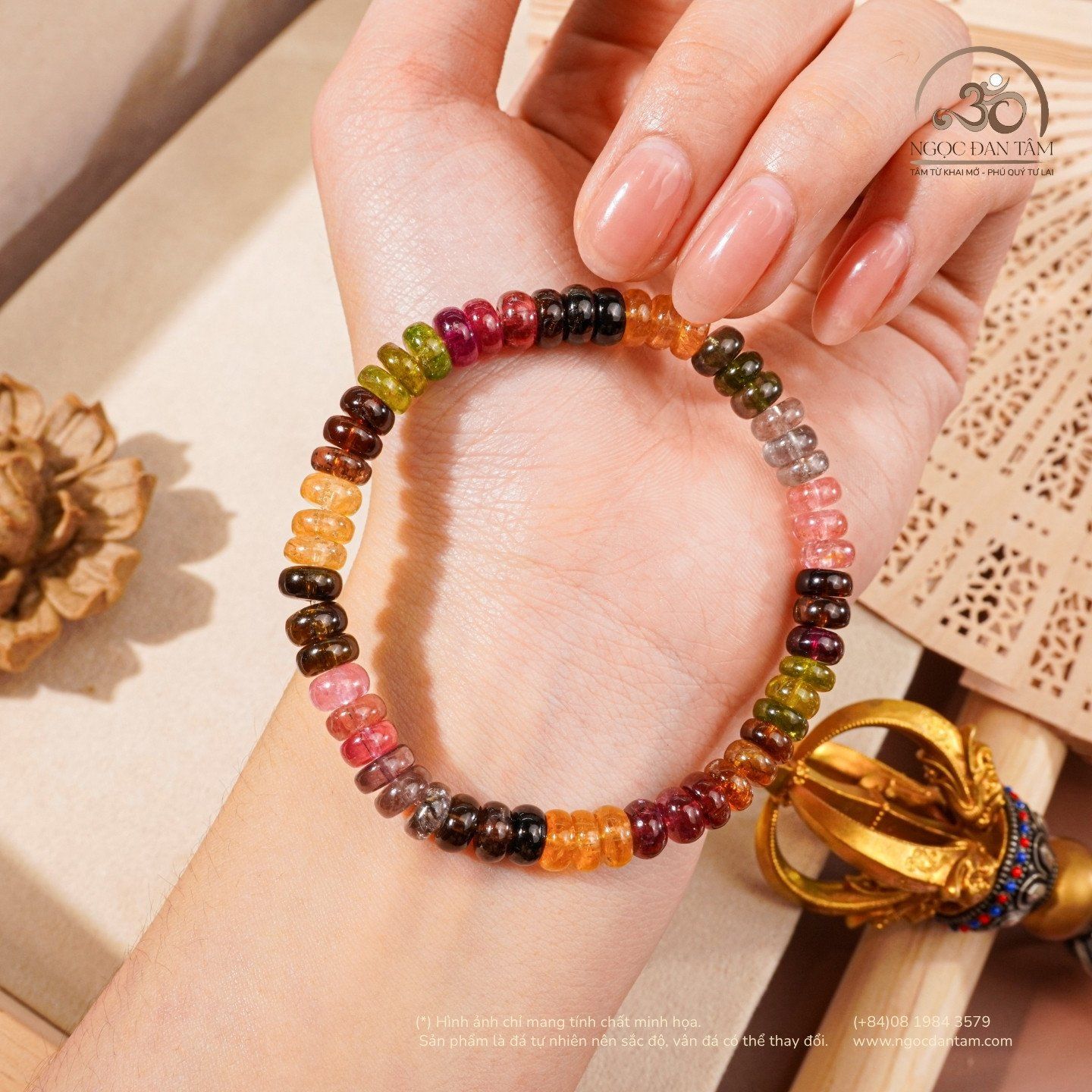  Vòng Tay Tourmaline Bánh Xe 