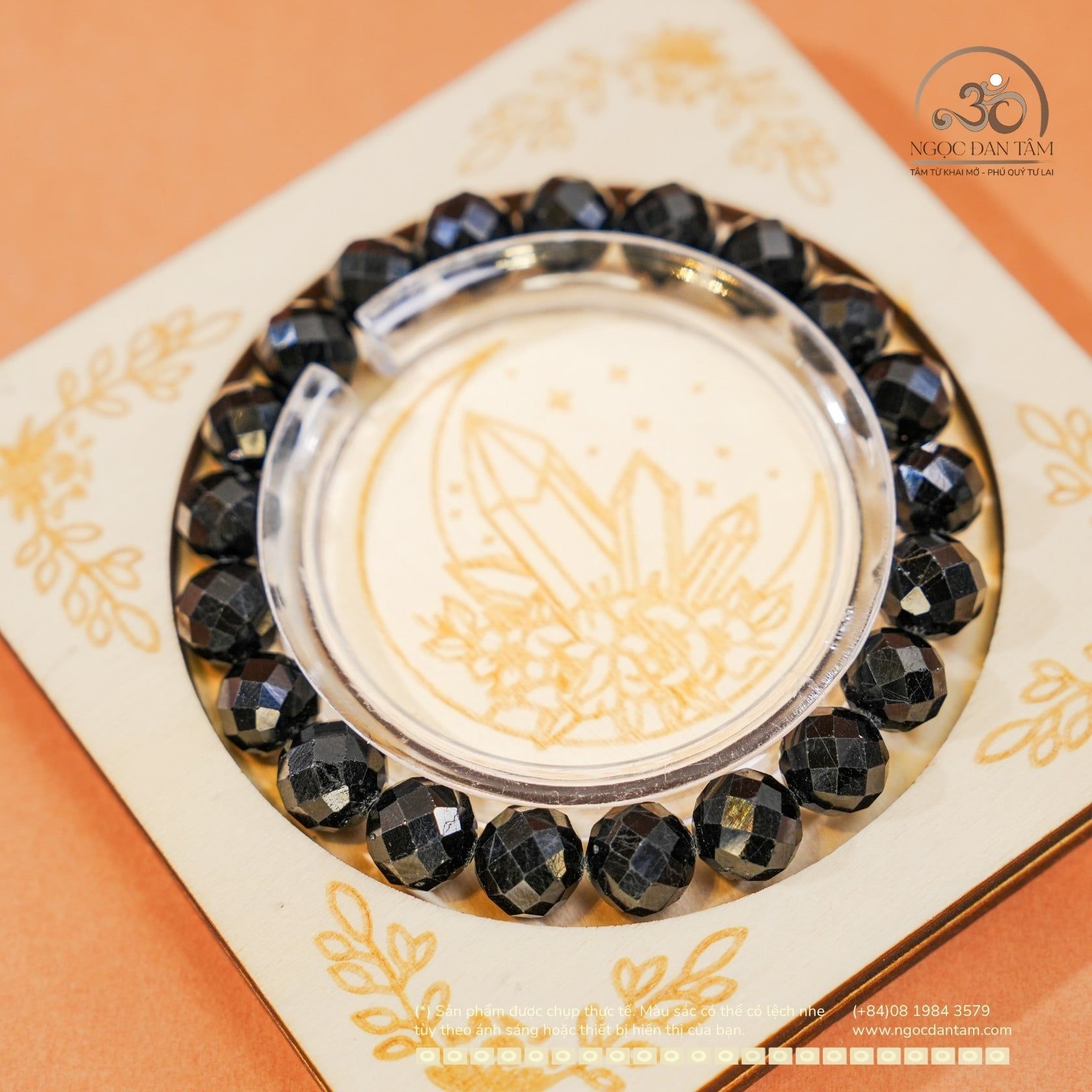  Vòng Tay Tourmaline Đen Cắt Giác 10mm 2A 