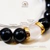  Vòng Tay Tourmaline Đen 10mm Phối Đá Mặt Trăng 11mm 5A Charm Lục Tự 