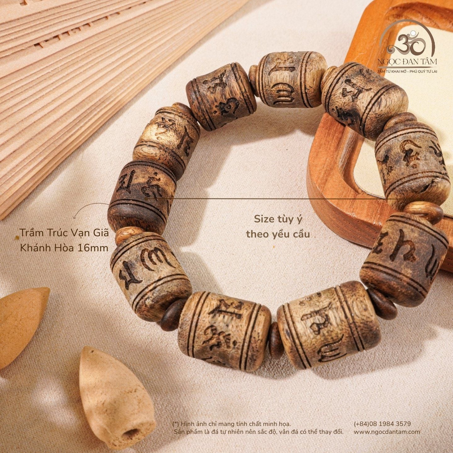  Vòng Tay Trầm Trúc Vạn Giã Khánh Hòa 16mm 