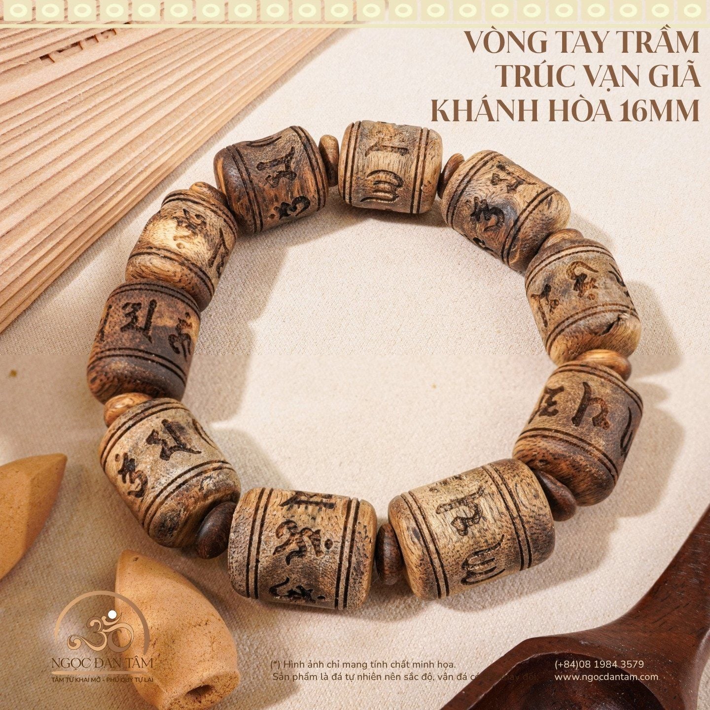  Vòng Tay Trầm Trúc Vạn Giã Khánh Hòa 16mm 