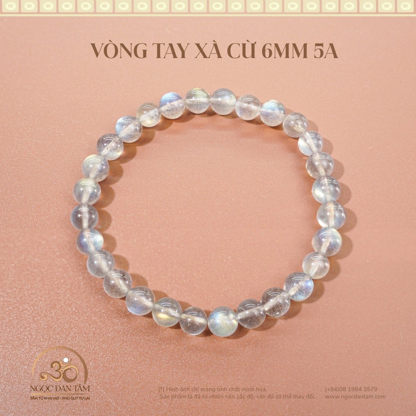  Vòng Tay Đá Xà Cừ 6mm 5A 