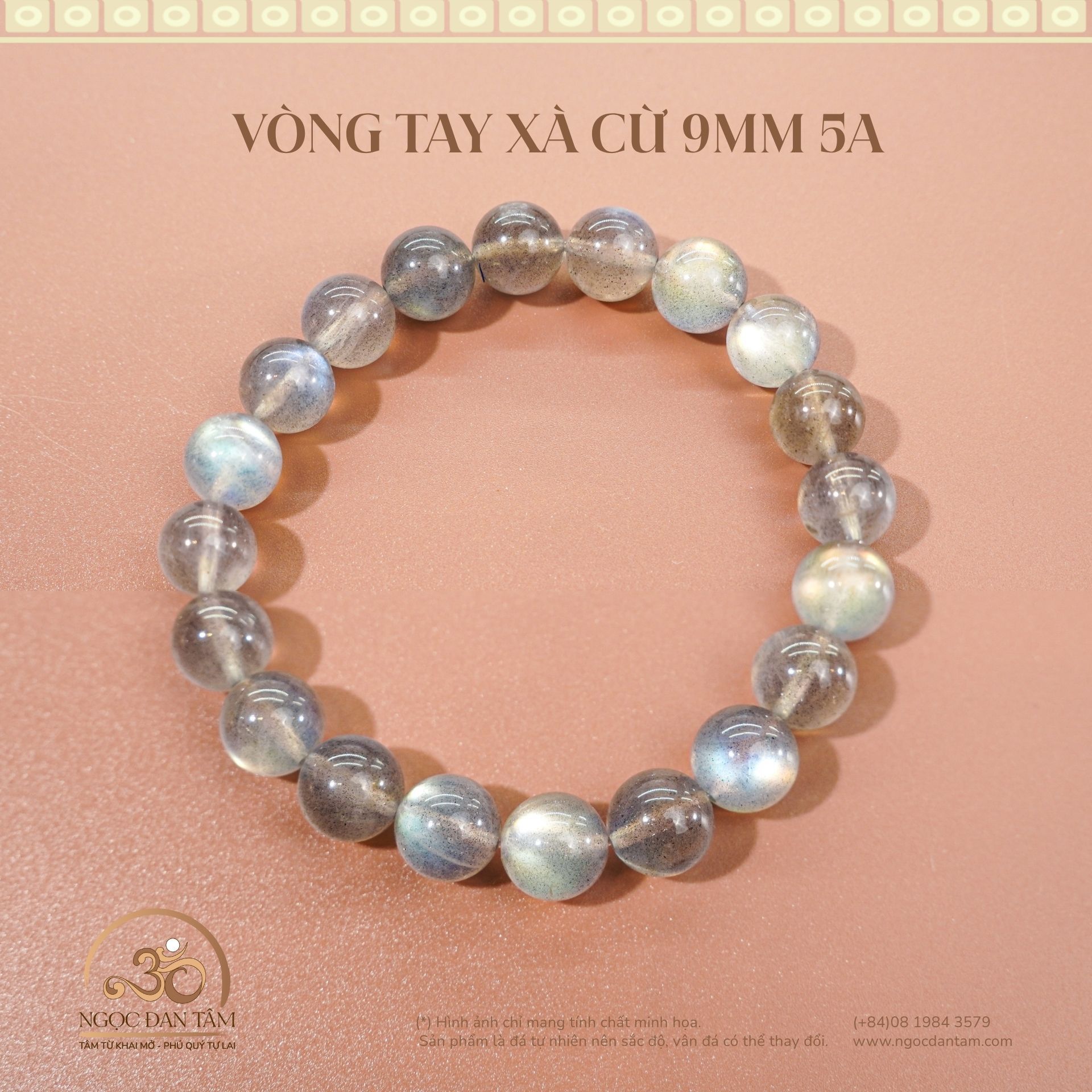  Vòng Tay Đá Xà Cừ 9mm 5A 