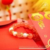  Vòng Tay Ngọc Nam Hồng 9mm Phối Ngọc Trai Trắng 8mm 