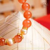  Vòng Tay Ngọc Nam Hồng 9mm Phối Ngọc Trai Trắng 8mm 