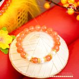  Vòng Tay Ngọc Nam Hồng 9mm Phối Ngọc Trai Trắng 8mm 