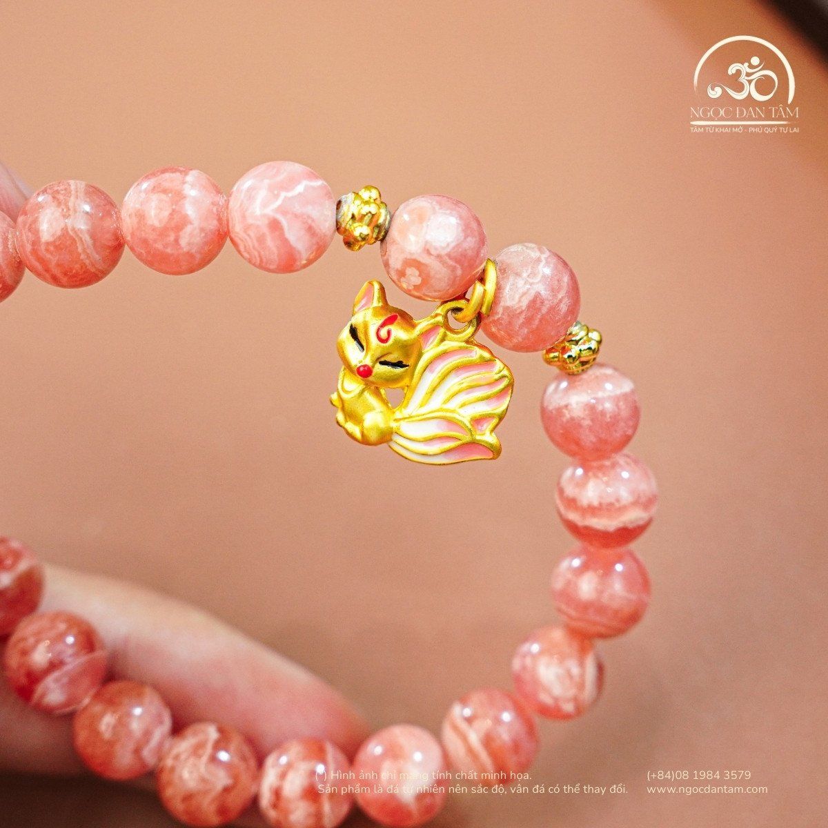  Vòng Tay Cửu Vĩ Đào Hoa 8mm 5A 