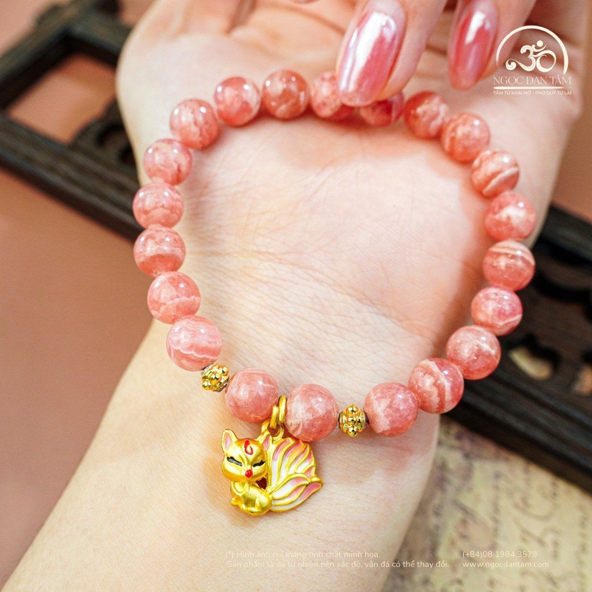  Vòng Tay Cửu Vĩ Đào Hoa 8mm 5A 