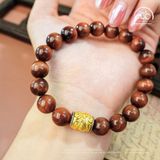  Vòng Tay Mắt Hổ Nâu Đỏ 10mm 5A Phối Charm Lu Thống Tỳ Hưu 