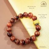  Vòng Tay Đá Mắt Hổ Nâu Đỏ 10mm 5A Phối Charm Tường Vân 