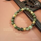  Vòng Tay Đá Mắt Rồng Xanh Phối Charm Bát Giác Chữ Vạn 8mm 2A 