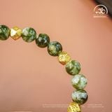 Vòng Tay Đá Mắt Rồng Xanh Phối Charm Bát Giác Chữ Vạn 8mm 2A 