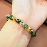  Vòng Tay Đá Mắt Rồng Xanh Phối Charm Bát Giác Chữ Vạn 8mm 2A 