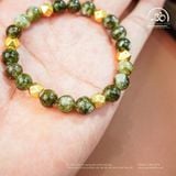  Vòng Tay Đá Mắt Rồng Xanh Phối Charm Bát Giác Chữ Vạn 8mm 2A 