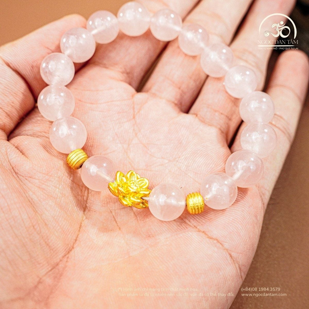  Vòng Tay Ngọc Liên Tâm ( Thạch Anh Hồng 10mm 4A ) 