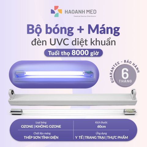 Bóng + Máng Đèn UVC Ozone Diệt Khuẩn Không Khí 60cm
