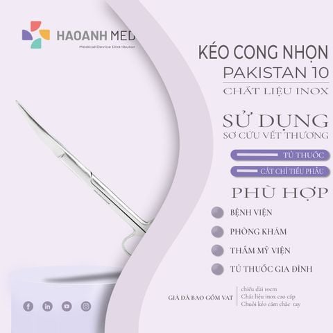 Kéo Cong Nhọn Y Tế Pakistan Size 10
