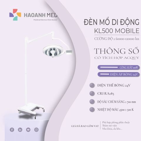 Đèn mổ di động KL500 (Mobile) - Bảo hành 12 tháng