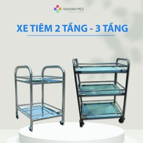 Xe đẩy inox 2 tầng cho Bệnh Viện, Spa, Canteen, Nhà ăn
