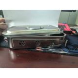 Hộp hấp dụng cụ y tế Inox không lỗ có quai sách 20x30x5