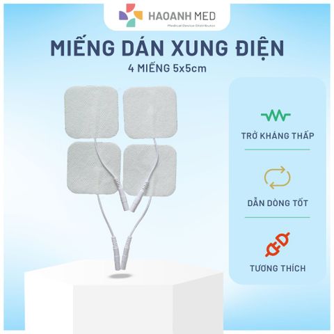 Miếng Dán Xung Điện 5x5cm Cho Máy Massage Điện Xung Emwel KL-FS.I, Bộ 4 Miếng