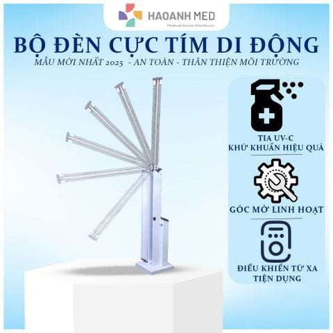 Bộ đèn cực tím di động cao cấp 2 bóng, có hẹn giờ, có điều khiển mẫu mới nhất 2025