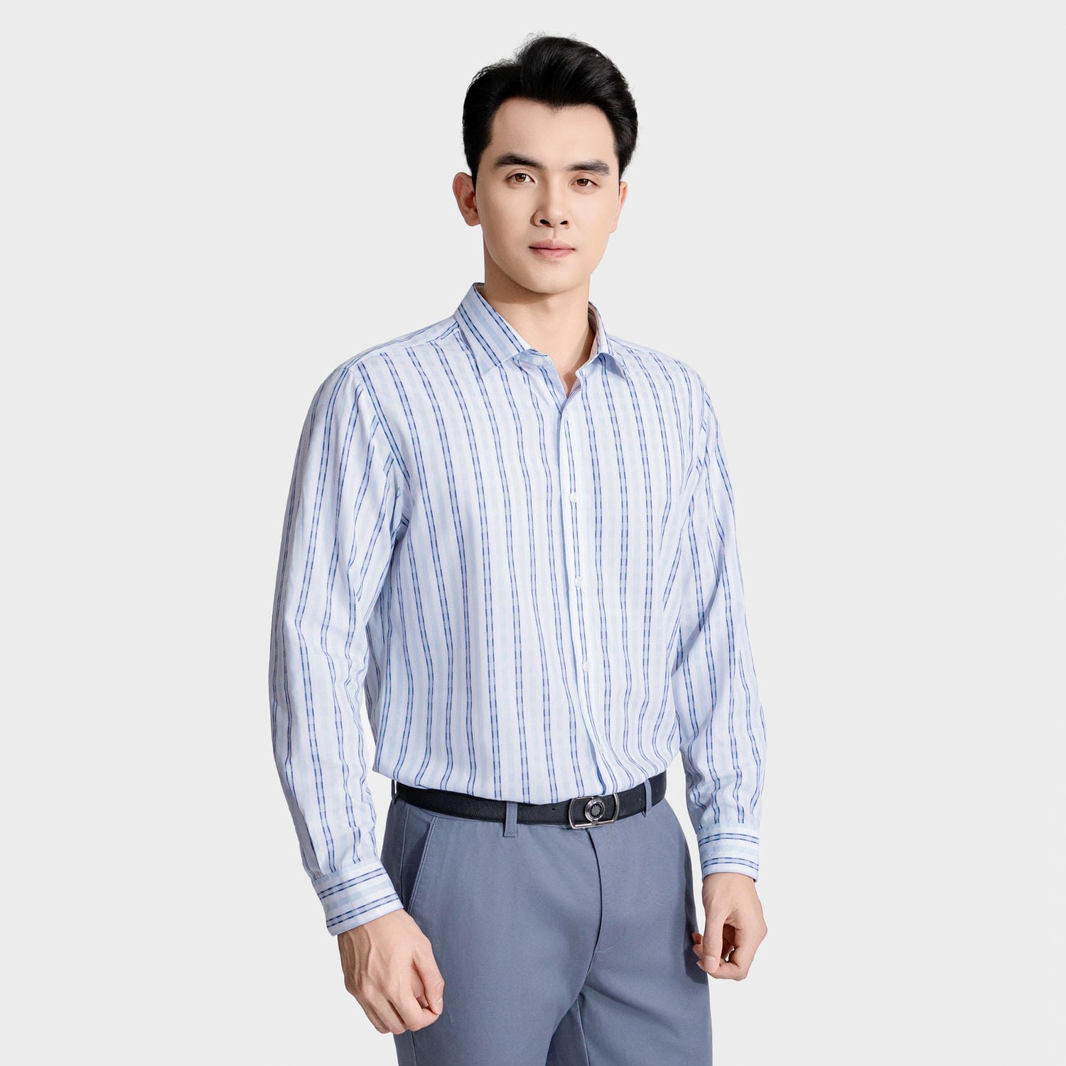 Áo Sơ Mi Nam Trắng Kẻ Aristino Regular Fit ALS1610S2