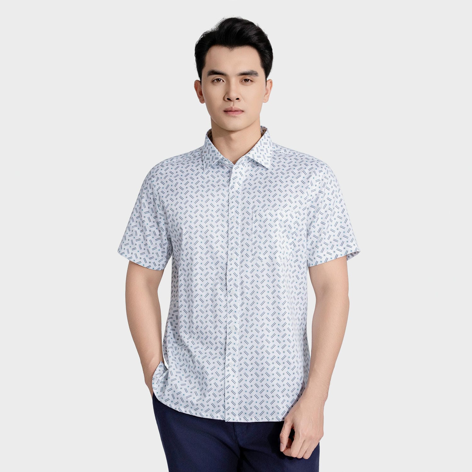 Áo Sơ Mi Nam Trắng Họa Tiết Aristino Business Perfect Fit 1SS056AS3