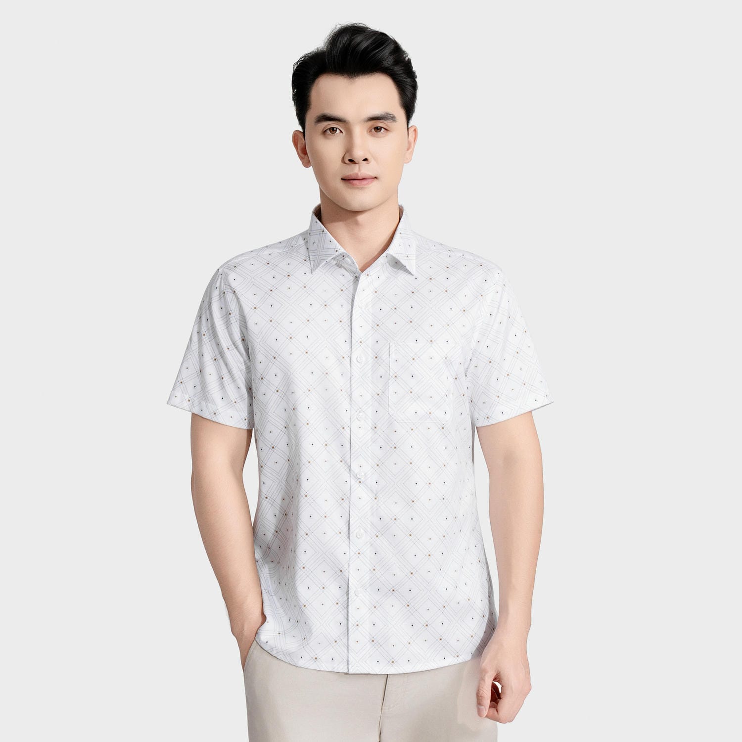 Áo Sơ Mi Nam Trắng Họa Tiết Aristino Business Perfect Fit 1SS064AS3