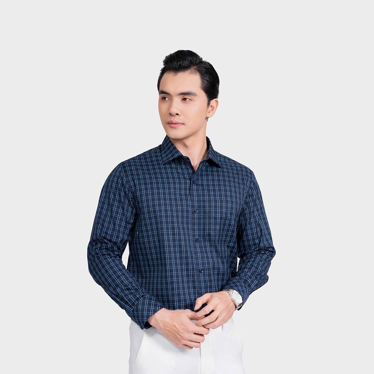 Áo Sơ Mi Xanh Kẻ Nam Aristino Business Fiero 1LS0280S3