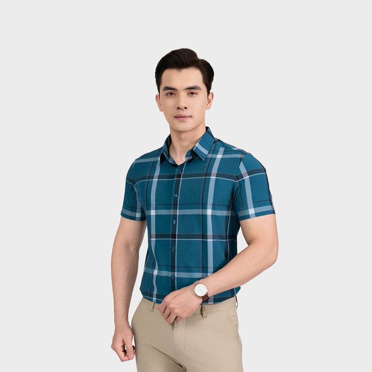 Áo Sơ Mi Nam Xanh Kẻ Aristino Business 1SS029AS2