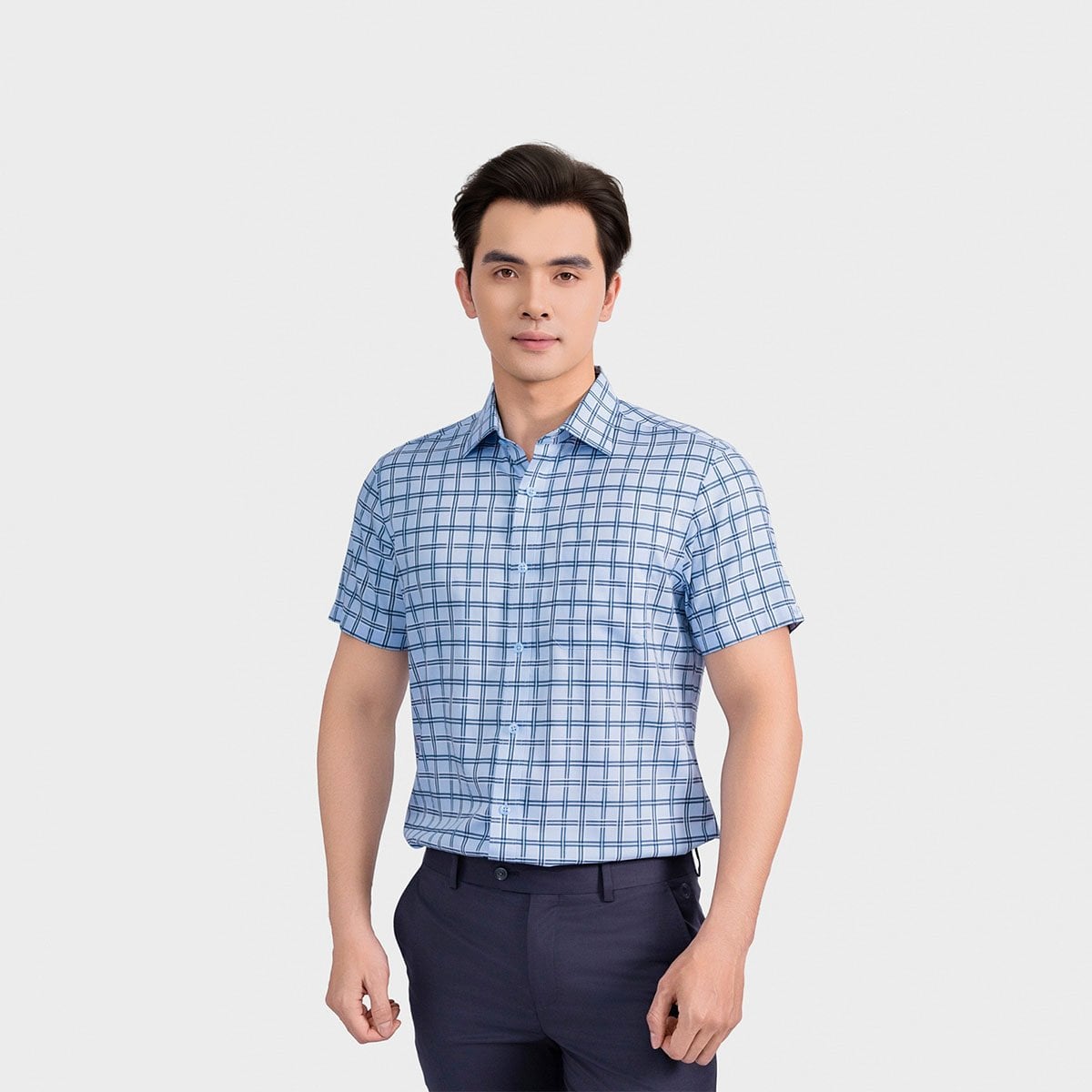 Áo Sơ Mi Nam Xanh Kẻ Aristino Business 1SS063AS3