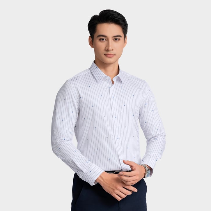 Áo Sơ Mi Trắng Nam Aristino in họa tiết ALS1200Z