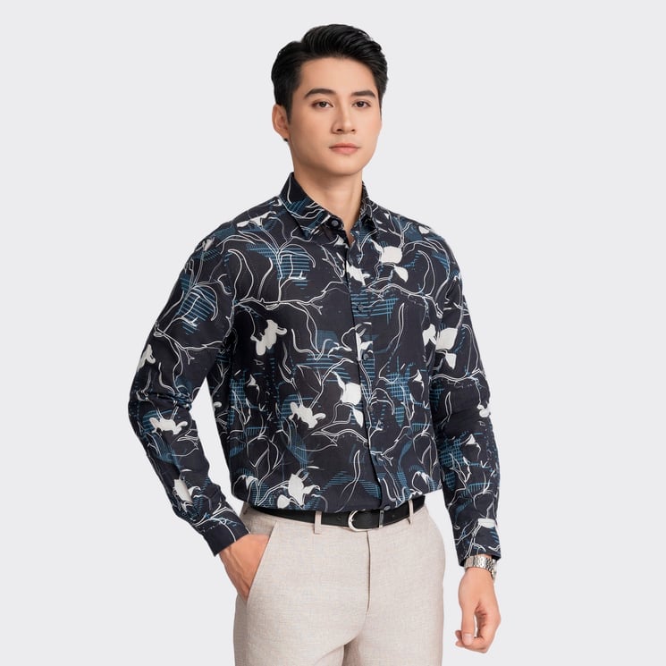 Áo Sơ Mi Linen Nam hoa biển Aristino Brezza ALSM120Z