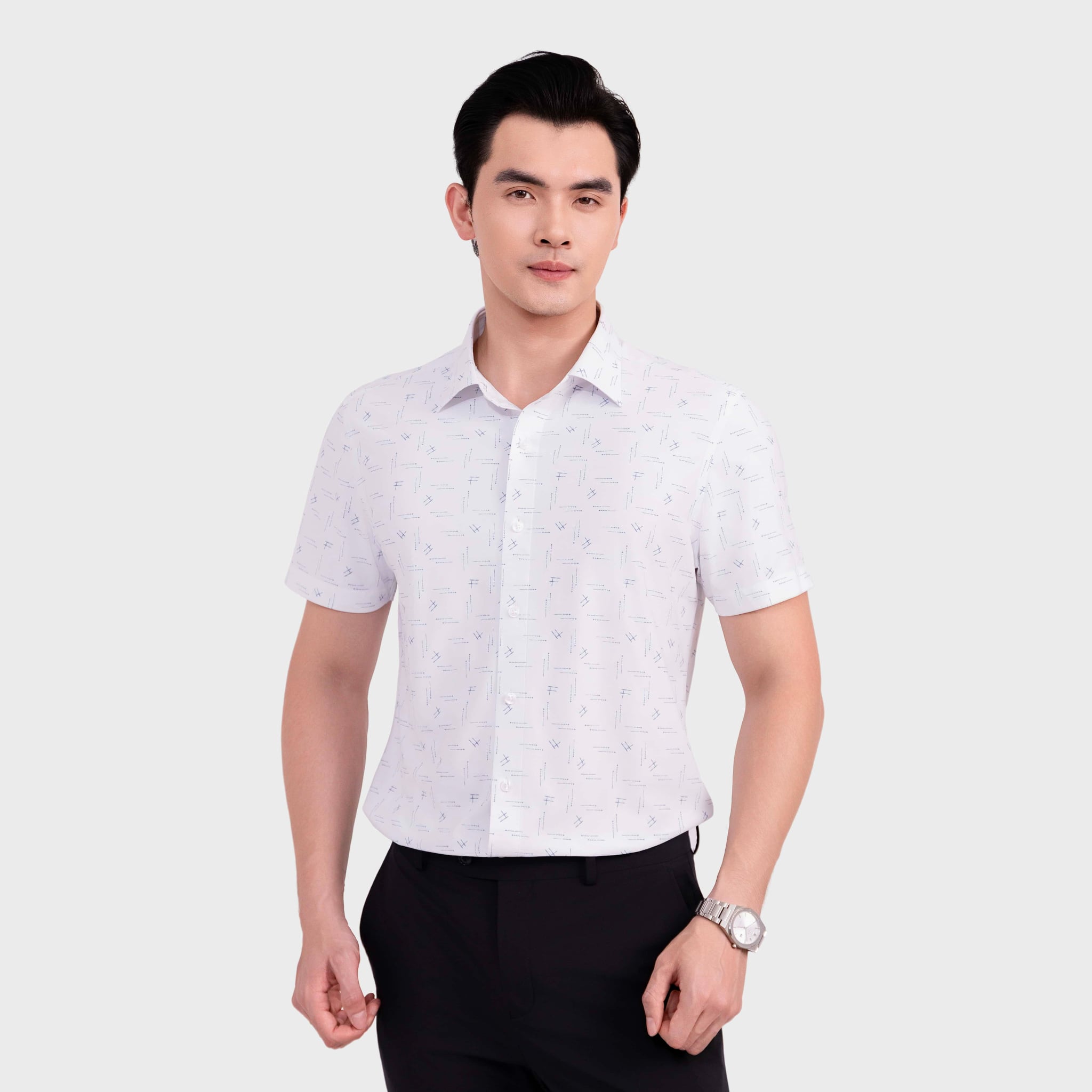 Áo Sơ Mi Nam Họa Tiết Đan Lát Aristino Slim Fit ASS412SAH2