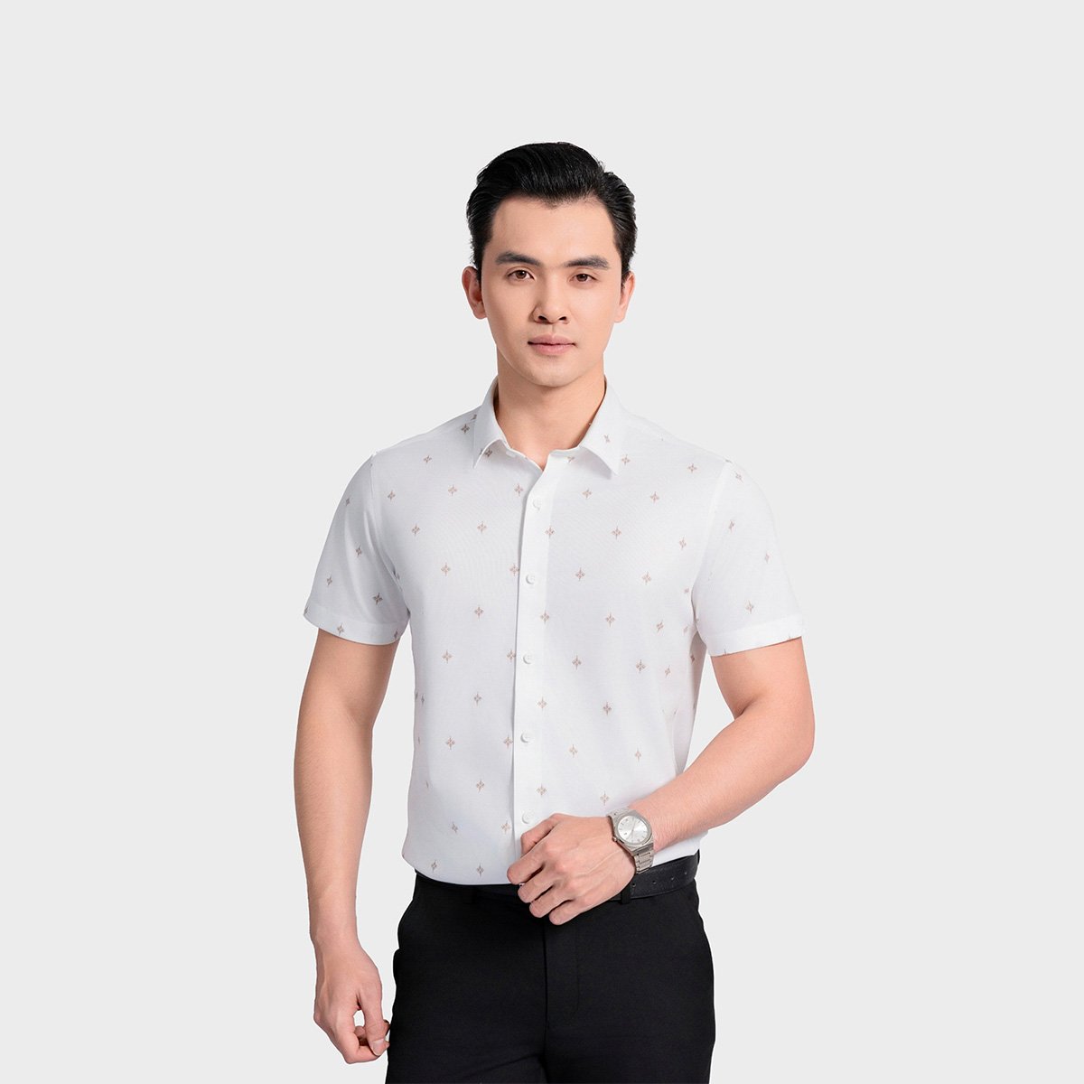 Áo Sơ Mi Nam Trắng In Aristino Regular Fit ASS058AS3