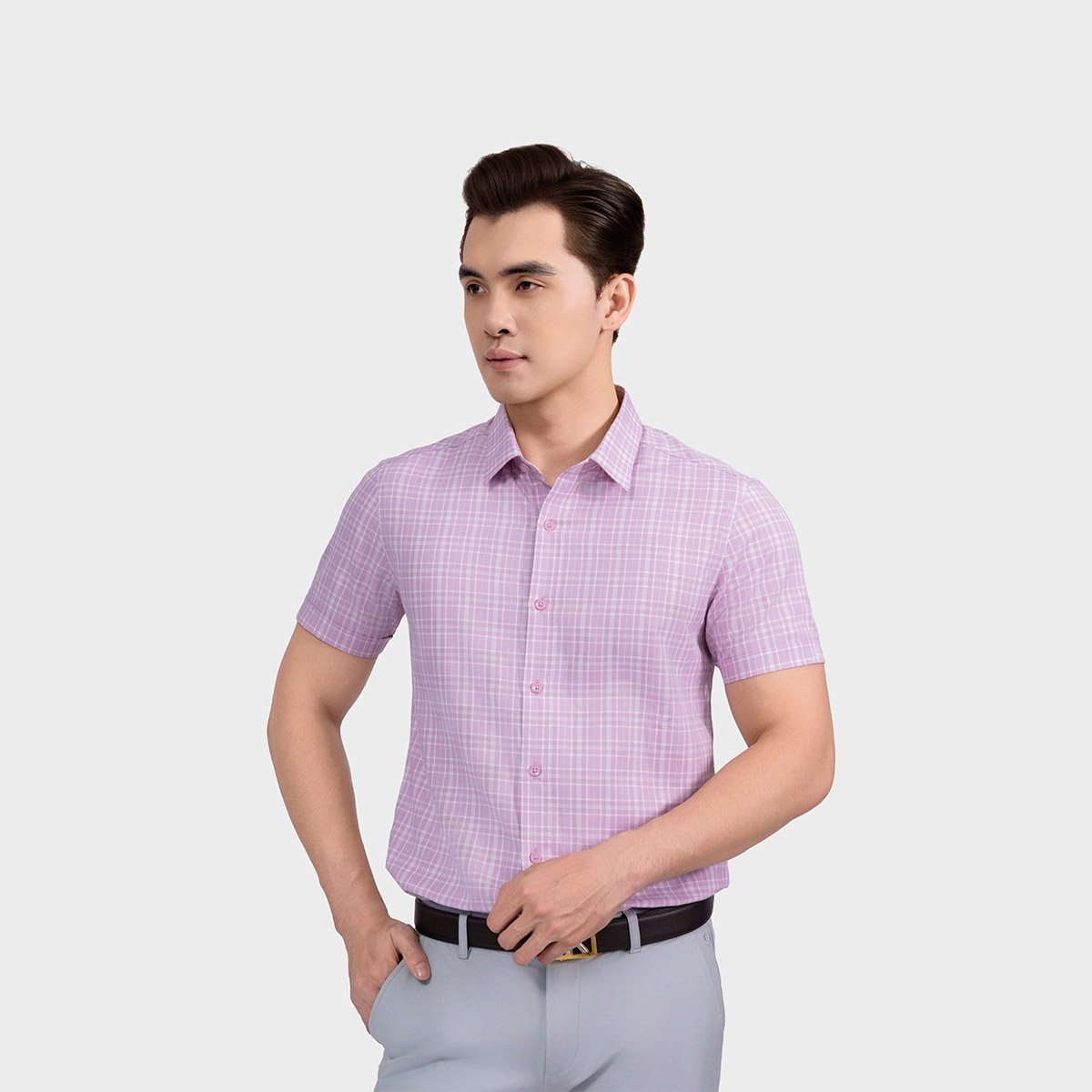 Áo Sơ Mi Nam Kẻ Hồng Aristino Slim fit ASS114AS3