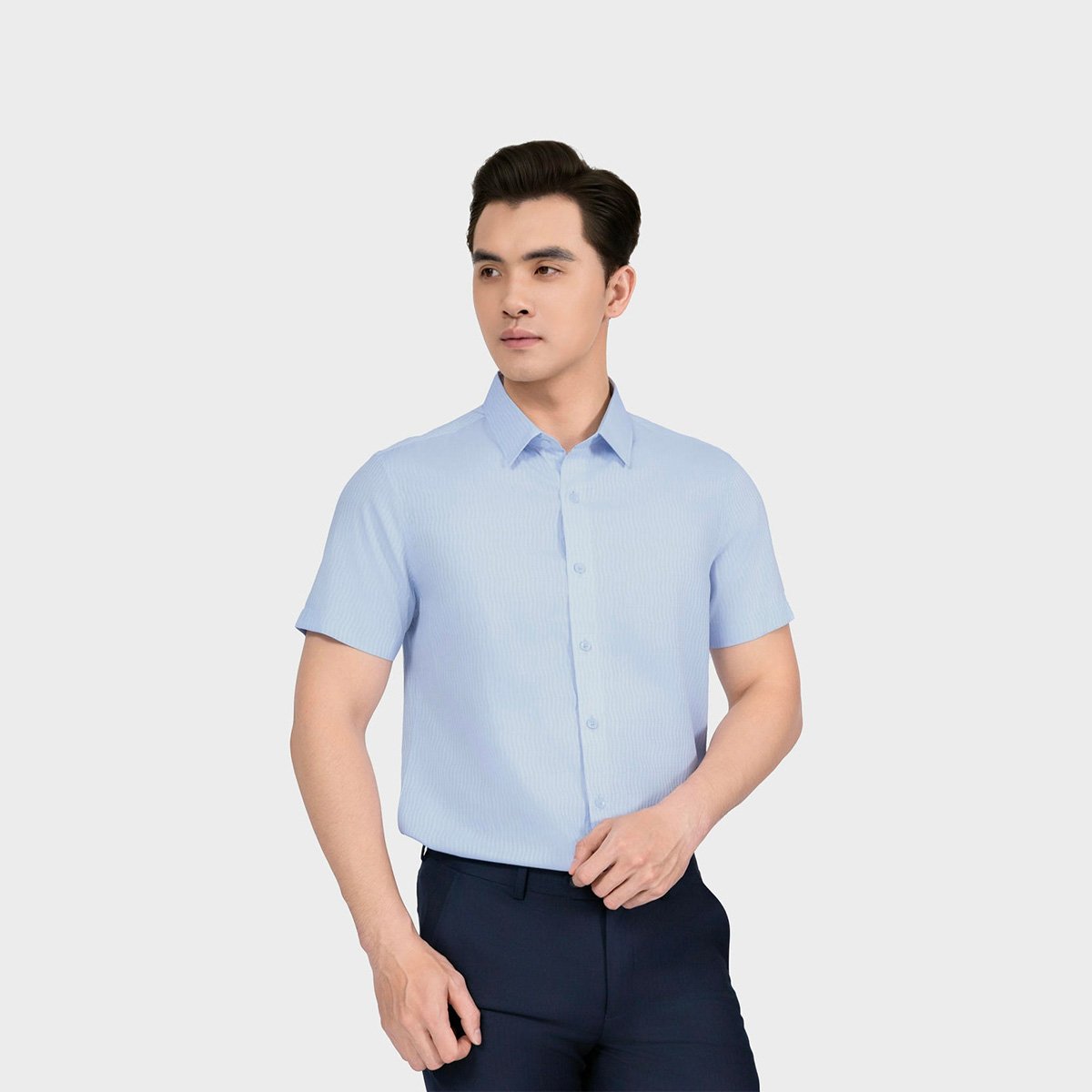 Áo Sơ Mi Nam Xanh Jacquard Aristino Regular Fit ASS116AS2
