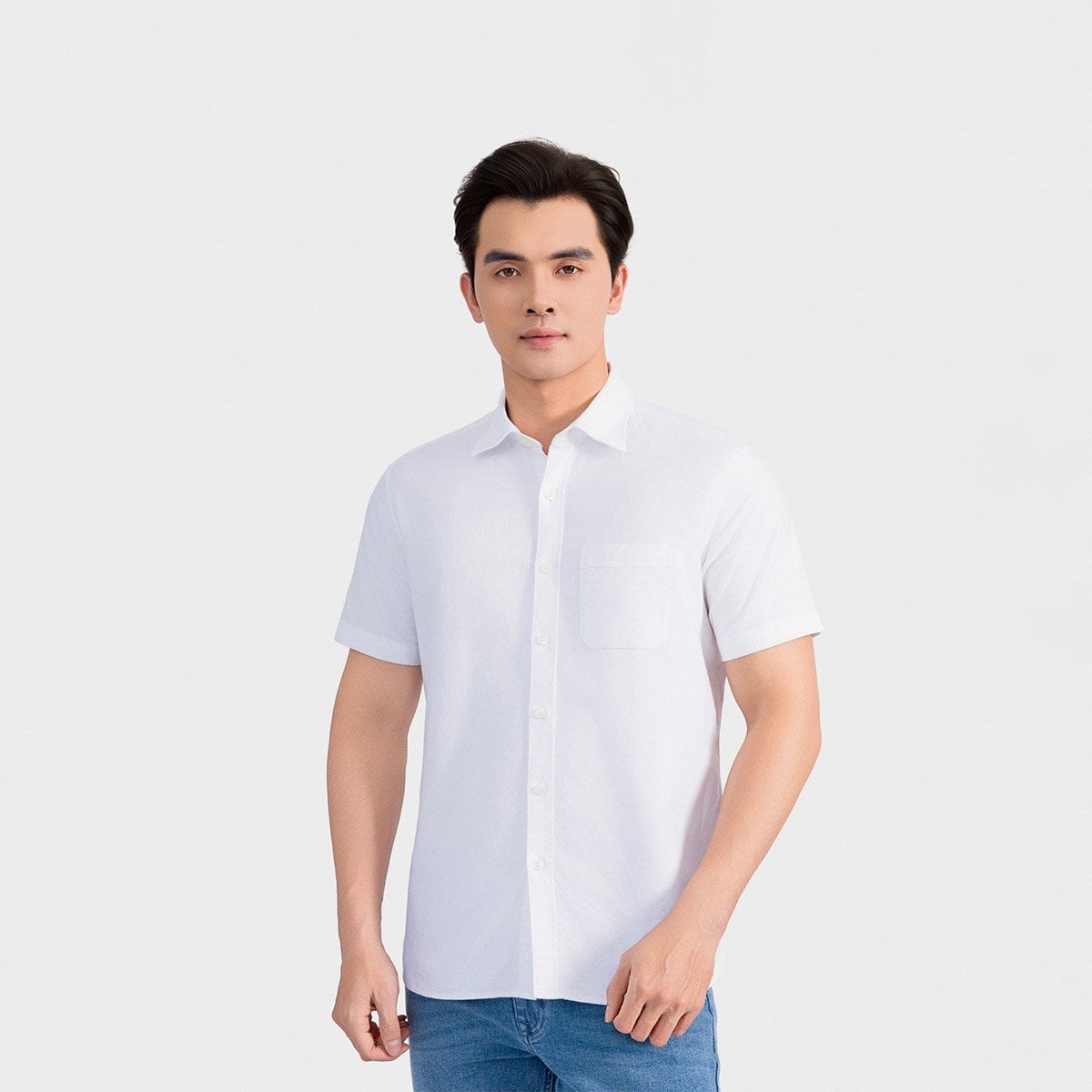 Áo Sơ Mi Nam Cotton Oxford Trắng Aristino Brezza ASSU08AS0