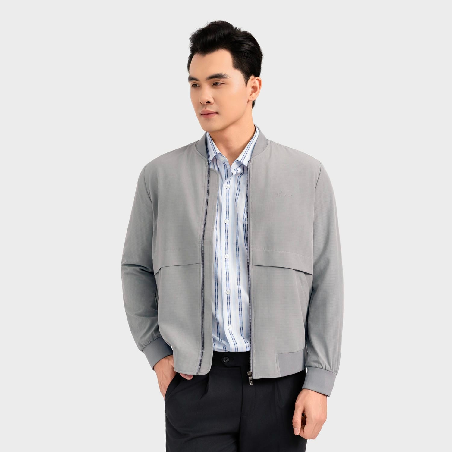 Áo Khoác 2 Lớp Kẻ Nam Aristino Regular Fit AJK017BS0