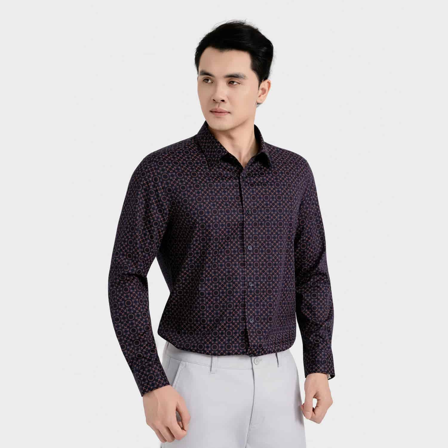 Áo Sơ Mi Nam Xanh In Bamboo Aristino Slim Fit ALS1740S3