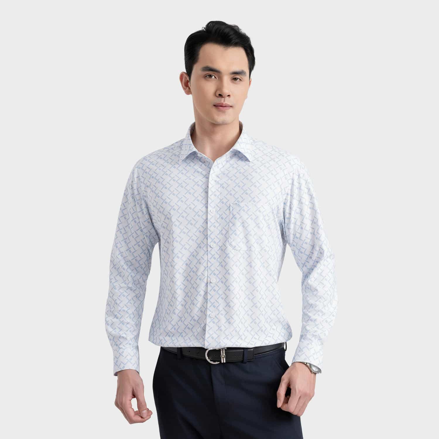 Áo Sơ Mi Nam In Kẻ Đan Lát Aristino ALS118F0H2